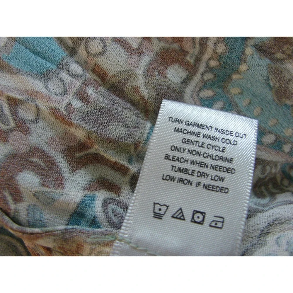 John Mark Floral Embroidered Trim Open Front Kimono Jacket Topper Teal Brown M